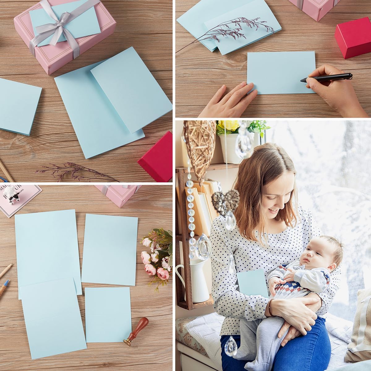 50 Pack Blank Cards Folded Cardstock Thank You Blank Greeting Cards for Invitations, Wedding, Greeting Cards, All Occasion DIY (Light Blue, 3x5) - Image 7