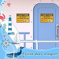 Vista 5 de LEIFIDE 2 piezas de imanes de puerta de crucero, decoraciones grandes de precaución, divertidas calcomanías de cabina para carnaval, puerta