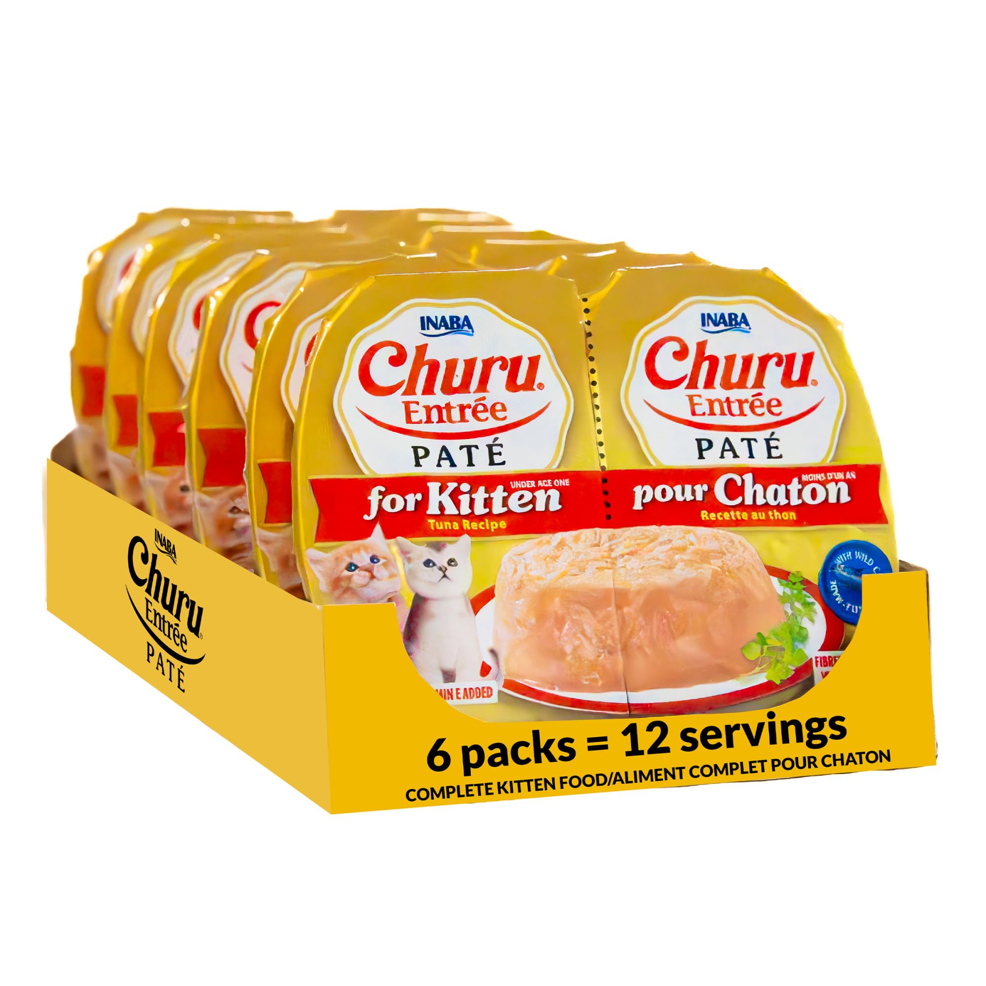 INABA Churu Entree Pate Kitten Wet Cat Food Cup, Tuna, 6ct