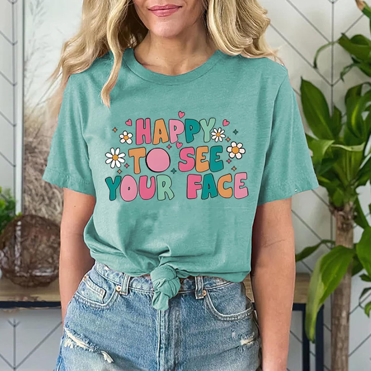 Teacher Shirts for Women Happy to See Your Face Shirt First Day of School Teacher T-Shirt Appreciation Tee Gifts - Image 3