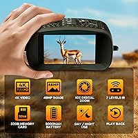 Vista 2 de Gafas de visión nocturna 4K, prismáticos de visión nocturna de 48 MP con zoom 10X y batería de 5000 mAh, tarjeta de 32 GB incluida, visión