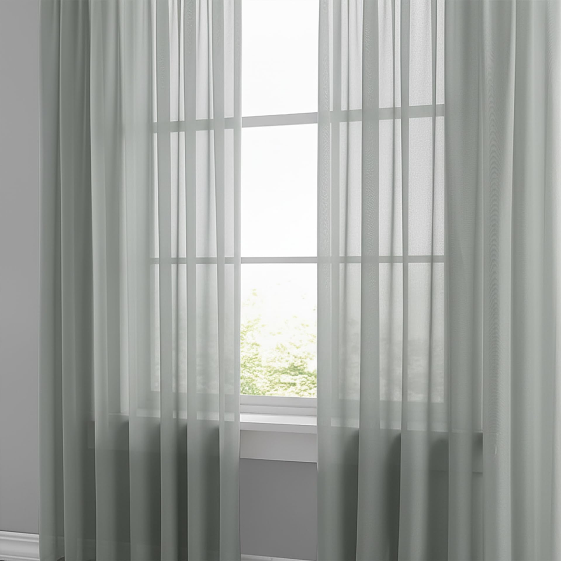 AMZYU Sheer Curtains for Bedroom 210 x 130 cm Light Filtering Sheer Curtains Short Airy & Lightweight Elegant, Machine Washable for Bedroom and Kitchen, Grey