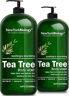 New York Biology Tea Tree Body Wash - 16.9 Fl Oz (Pack of 2) | For Men & Women, Moisturizing Body Wash Helps Soothe the Skin, Refreshing & Hydrating Cleanser for Body & Feet