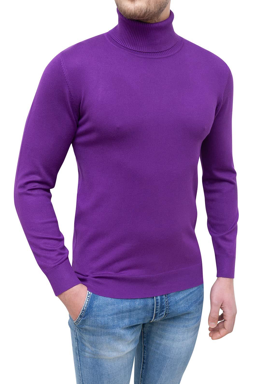 Pull col roulé homme violet pour vos sorties décontractées en taille XL - 5