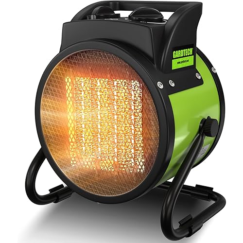Gardtech Electric Space Heater for Indoor Use, Outdoor Heater with Overheat Protection, Fast Heat PTC Ceramic Portable Garage Heater for Workshop, Greenhouse (Green)