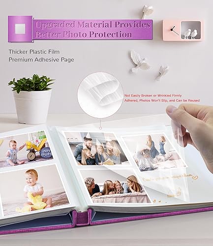 Miniatura 3 de Álbum de fotos autoadhesivo para fotos de 3 x 5, 4 x 6, 5 x 7, 8 x 10, 40 páginas, cubierta de lino con ventana de exhibición, libro de fotos,