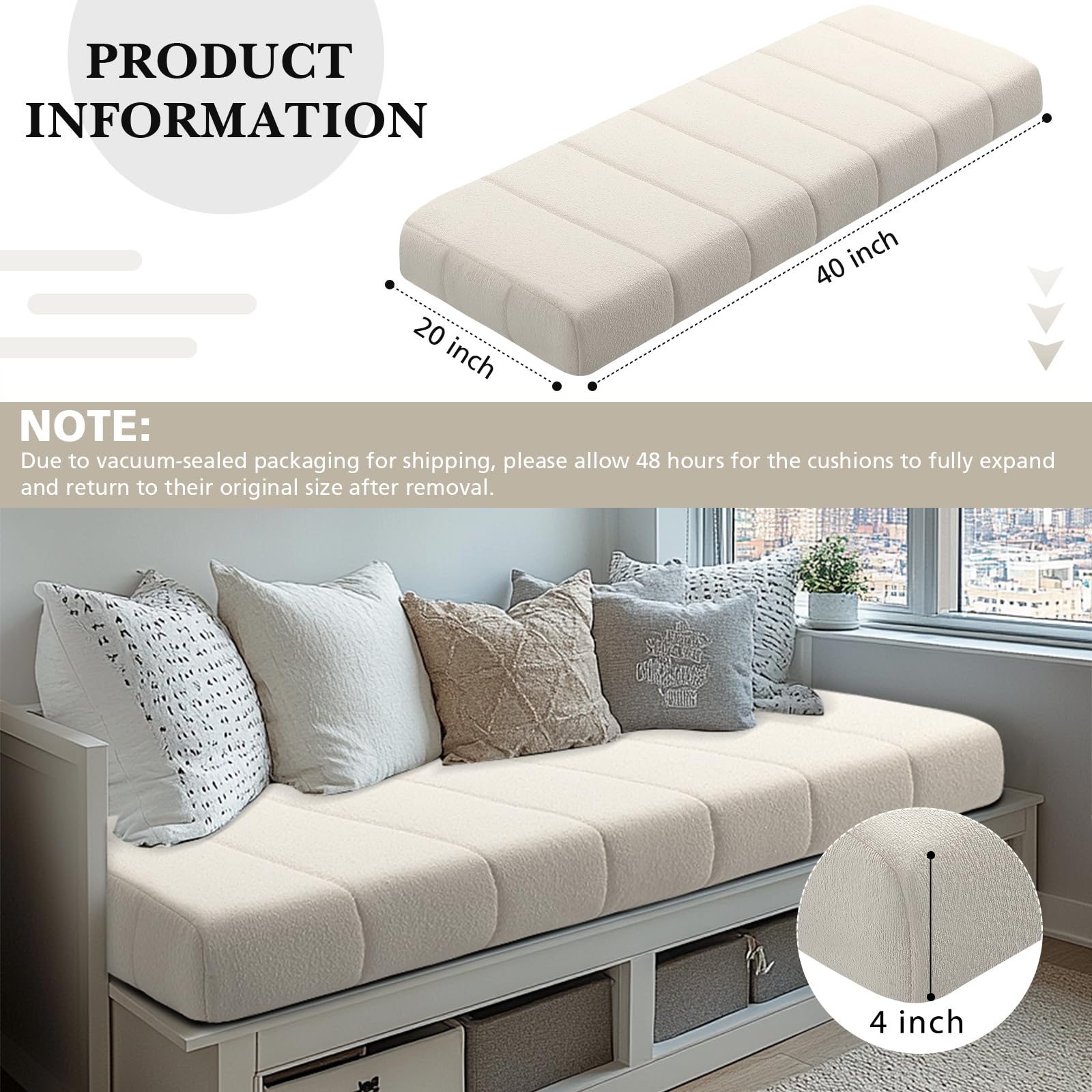Wenqik Bench Cushion - Beige Comfort -2