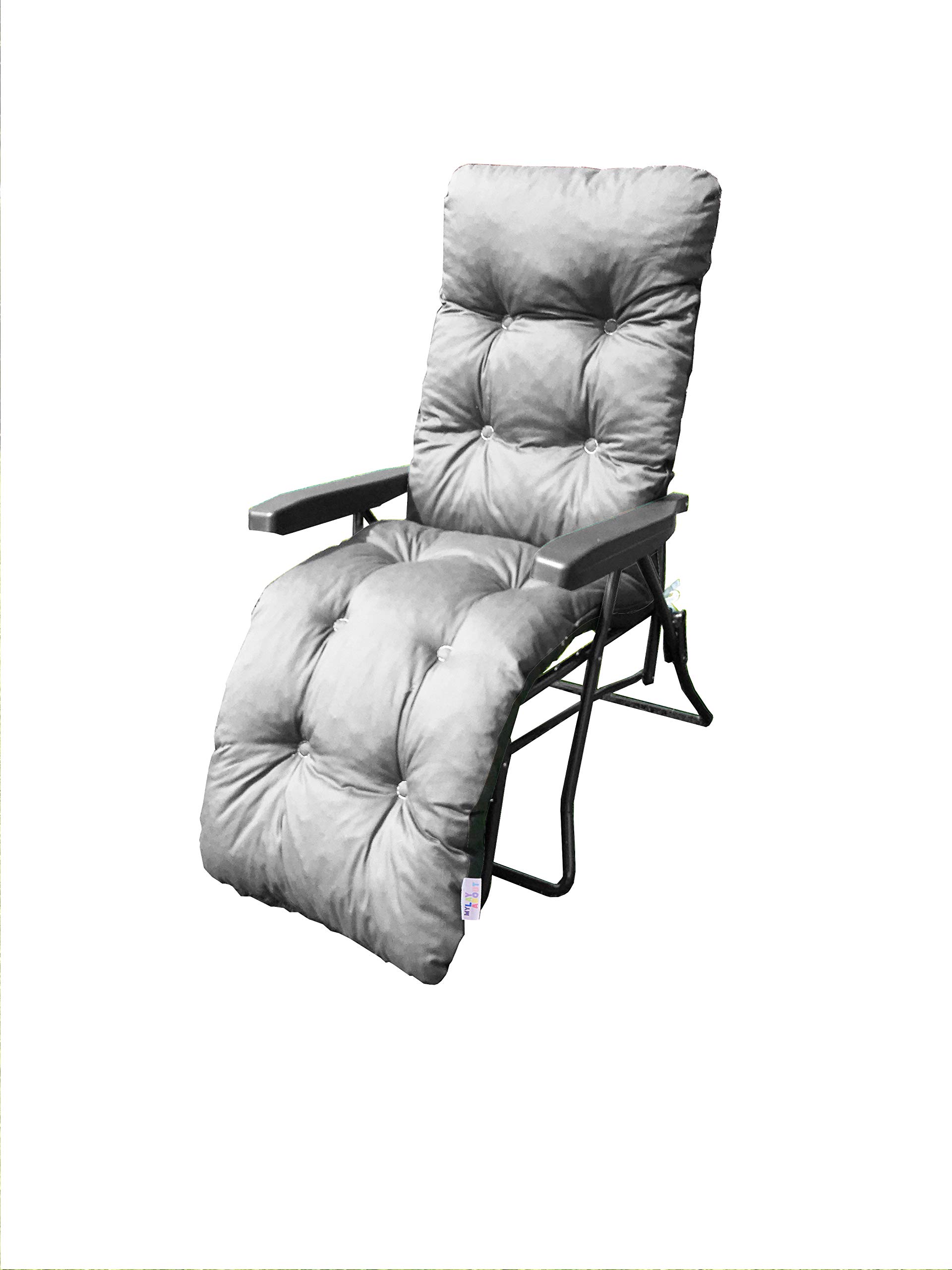MyLayAbout Replacement Cushion For a Garden Sun Lounger/Reclining chair filled with granulated Memory Foam - Silver Grey (CUSHION ONLY)