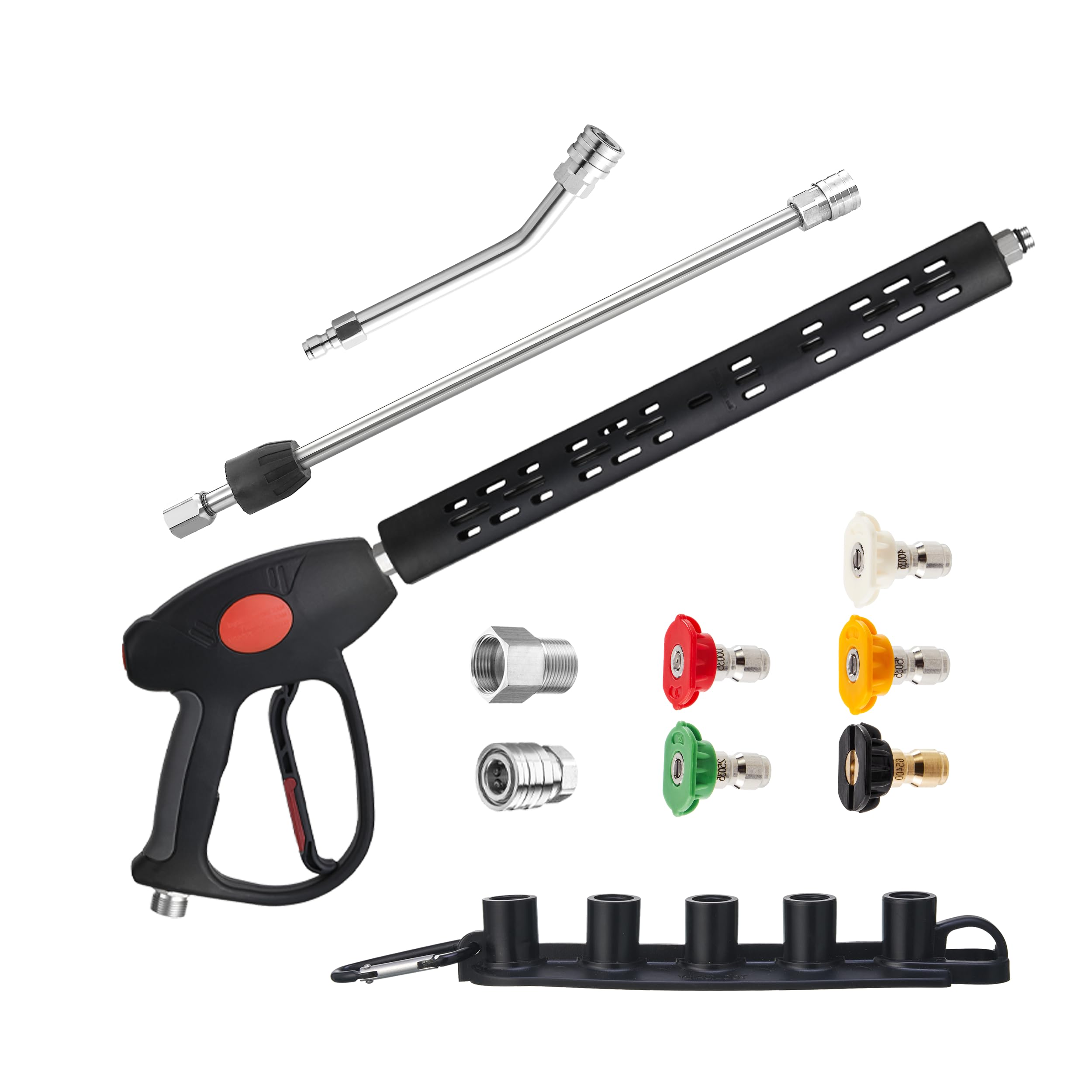 M MINGLE Pistola di ricambio per idropulitrice con bacchetta di prolunga, asta curva a 30 gradi, attacco M22 15 mm o M22 14 mm, 5 punte ugello, 4000 PSI