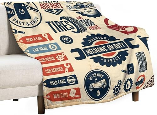 Miniatura 30 de Manta clásica retro para automóvil, diseño clásico de automóvil clásico americano, diseño de motocicleta, manta de franela súper suave para cama y