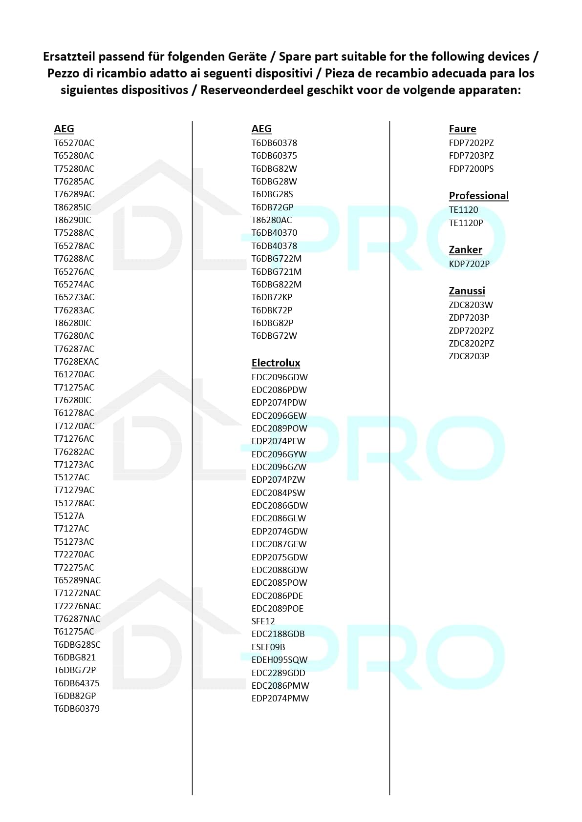 DL-pro Element grzewczy 1900/700W do AEG Electrolux 136611001/1 1366110011 grzałka grzejnik do suszarki
