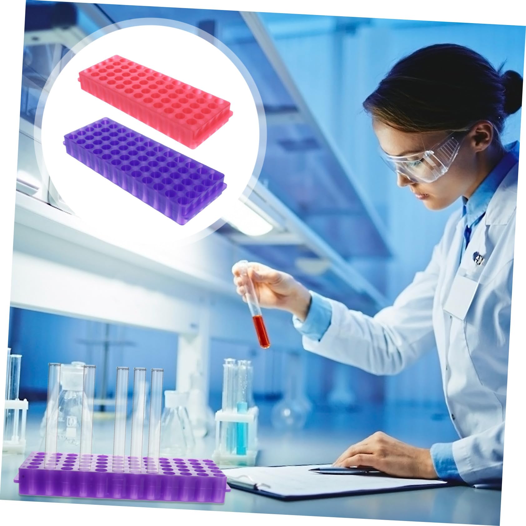 MAGICLULU Gradilla Agujeros Centrífuga de Laboratorio de Tubos 60 Doble Cara 2 Piezas Soporte para Tubos de 0,5ml y 1,5ml Material Pp para Experimentos Científicos