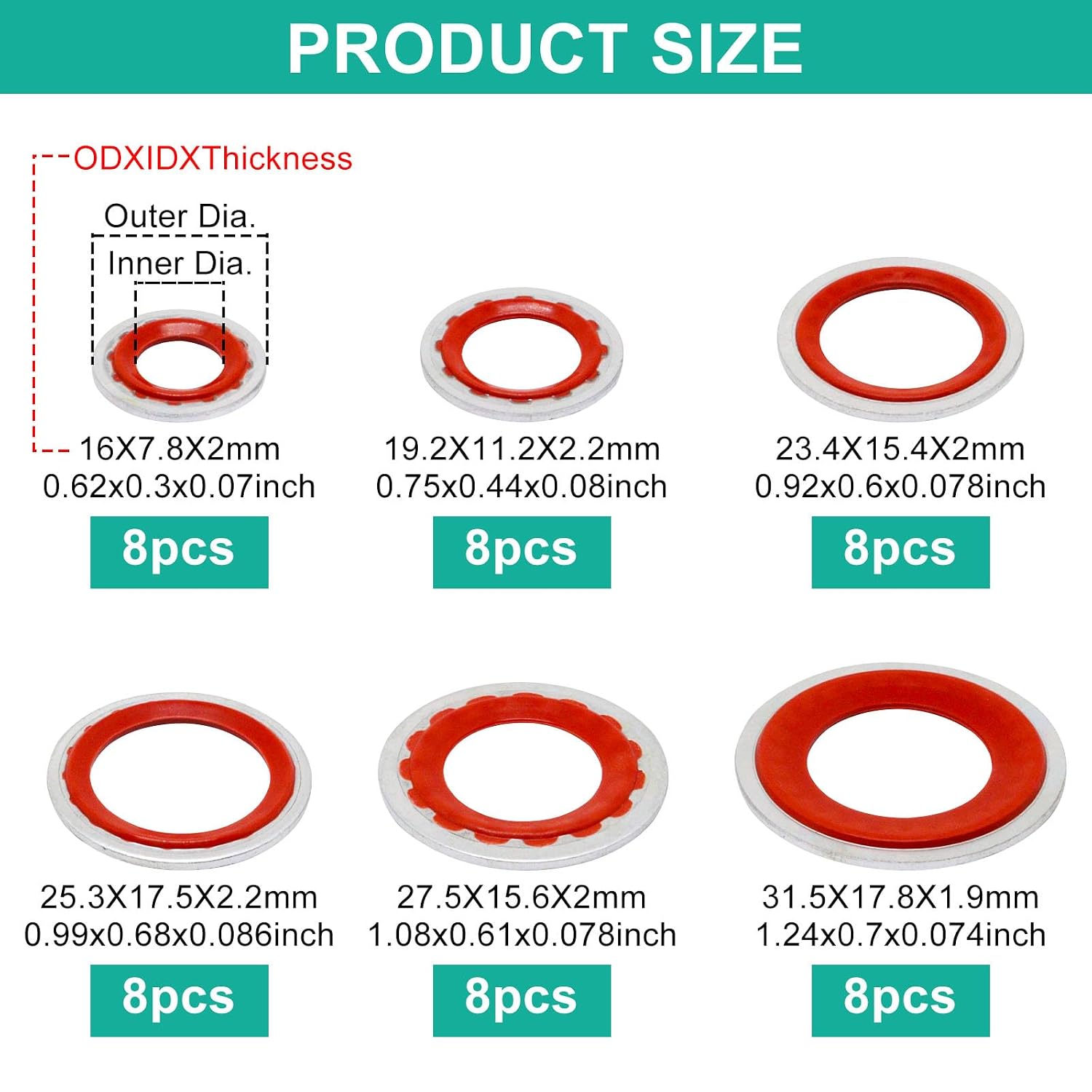 48pcs A/C System Compressor Gasket Seals, A/C O'Ring kit, A/C Gasket Assortment 15-32241 GM Original Equipment Self-Centered Bonded Automotive Seal Air Conditioning Port Seal Washer Kit (Red)