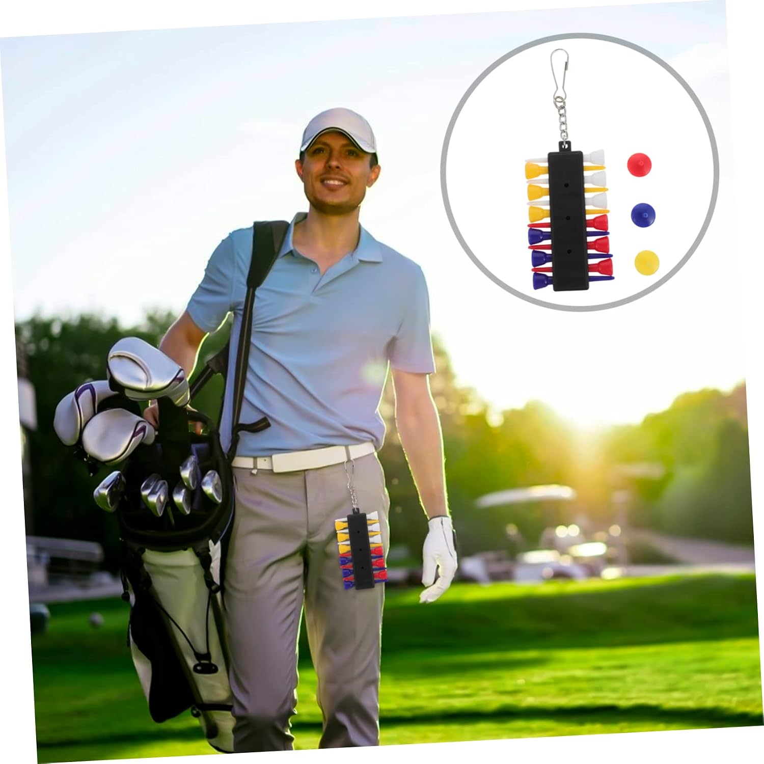 2sets Golf Spikes Set Unbreakable Plastic Tee Holders Women Golf Accessories Portable Tee Carrier Hooks