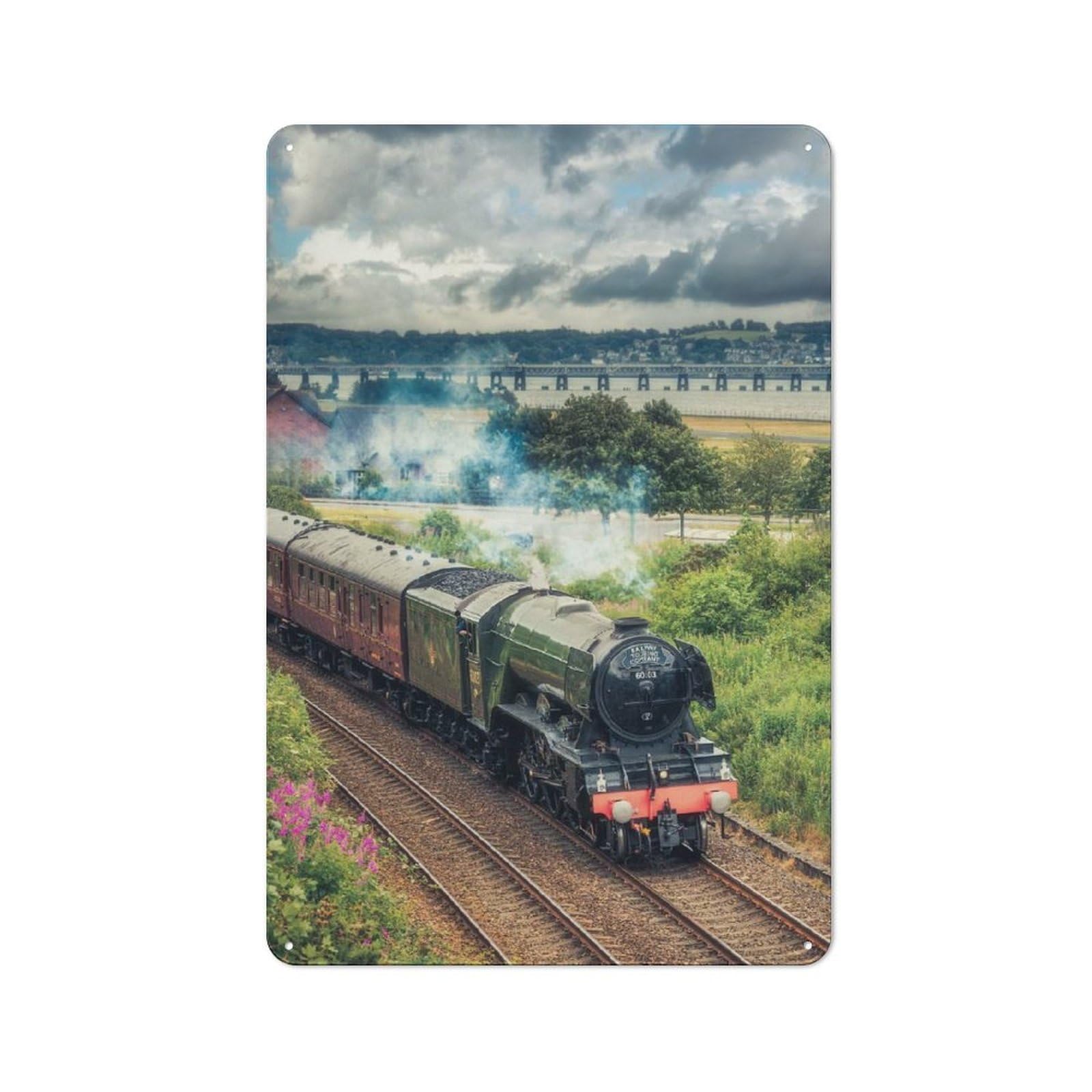 Metal Plaque 30x20cm with Steam Train Journey-1 for Hallway Wall, Retro Decor, for Wall Display Collectors