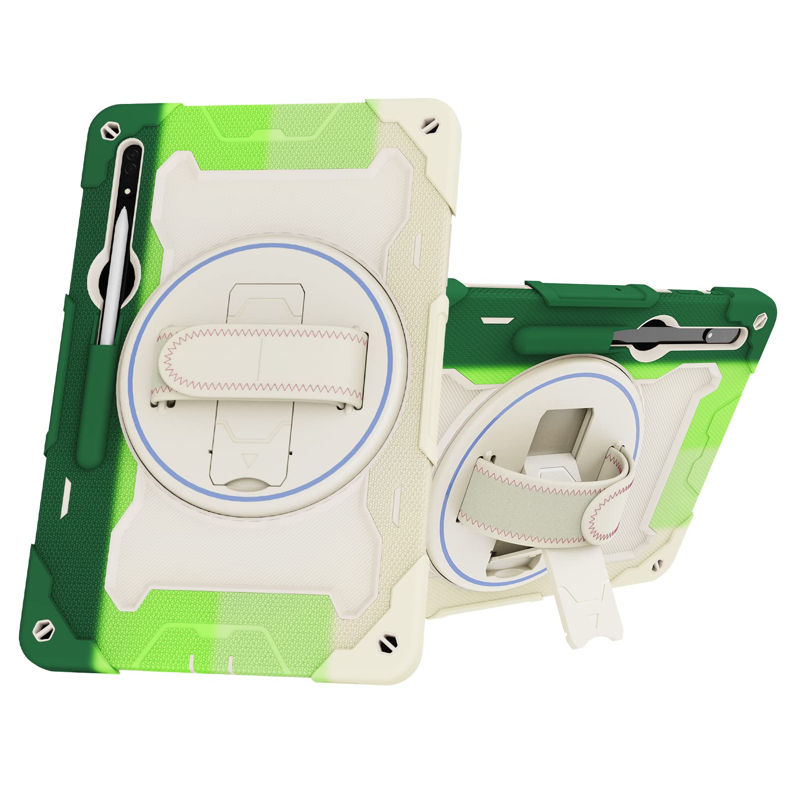 Custodia per tablet Samsung Galaxy Tab S10 Ultra da 14,6 pollici, custodia antiurto in silicone resistente con portapenne, tracolla, supporto pieghevole girevole, cinturino da polso
