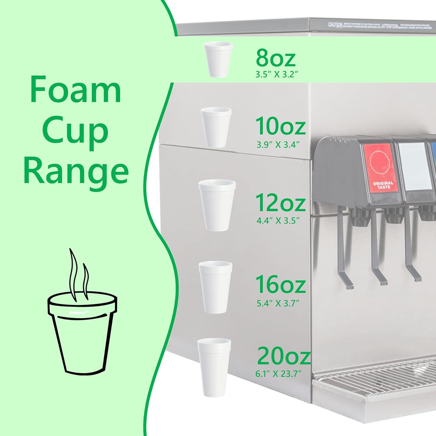 8OZ Foam Cups for Hot & Cold Drinks With Lids, USA-Made 100-Pack - Ideal Styrofoam Coffee Cups, Insulating To-Go Cups for Soda, Tea, Juice - Sturdy, Disposable & comparable to Industry standard 8J8 - Image 3