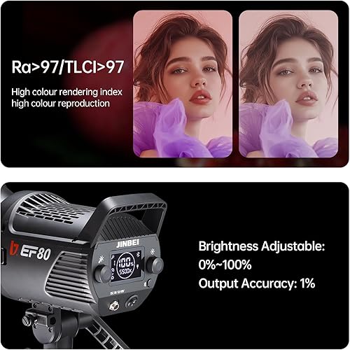 Miniatura 9 de EF-80 80W Led Video Light with F970 Handle Battery Box 5500K100K Daylight COB LED CRI97+ TLCI98+ Bowens Mount 9 Lighting Effects Continuous Light