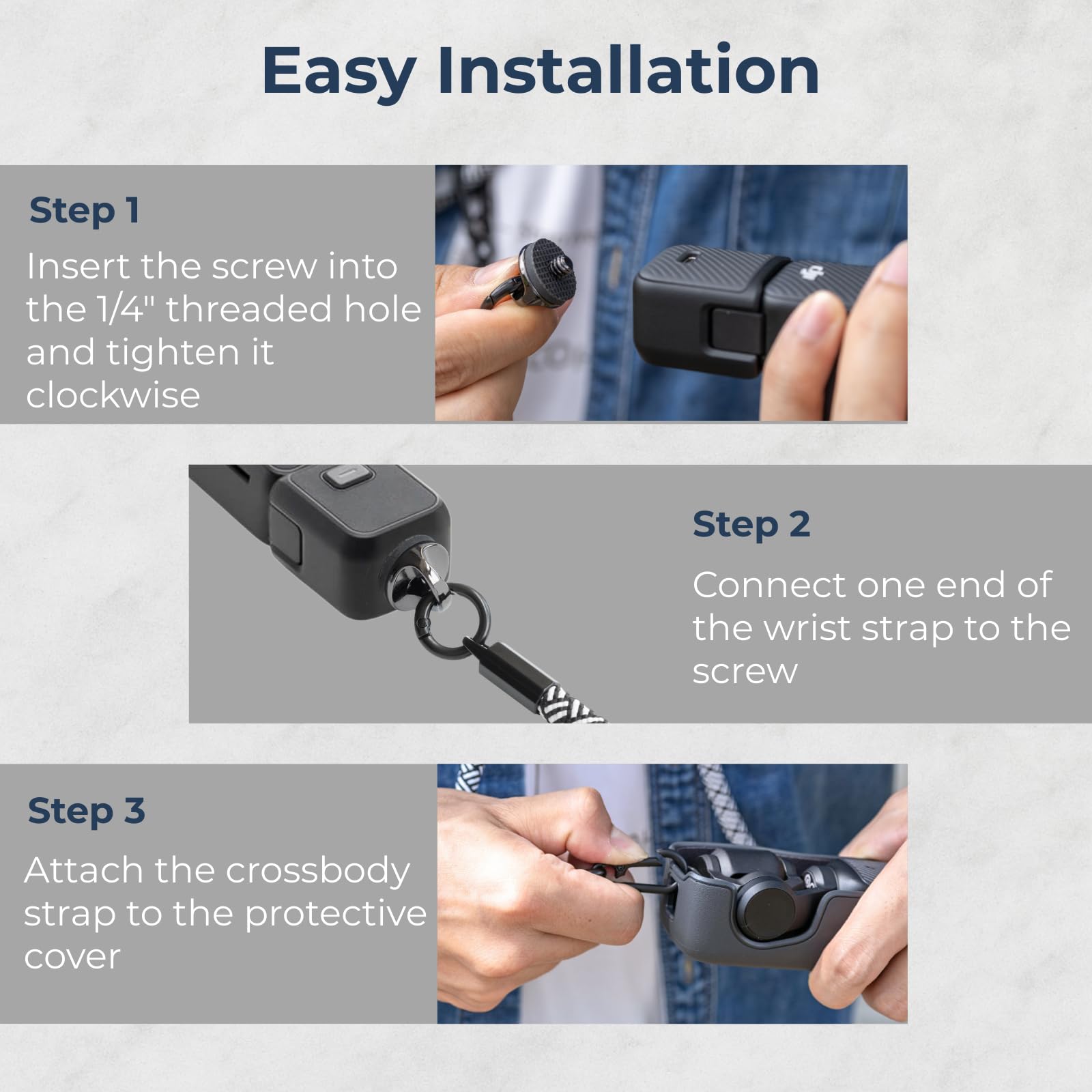 Sangle tour de cou et bandoulière réglable 2 en 1 pour DJI Osmo Pocket 3, Insta360 X5/X4, GoPro Hero, perche à selfie et accessoires d'appareil photo