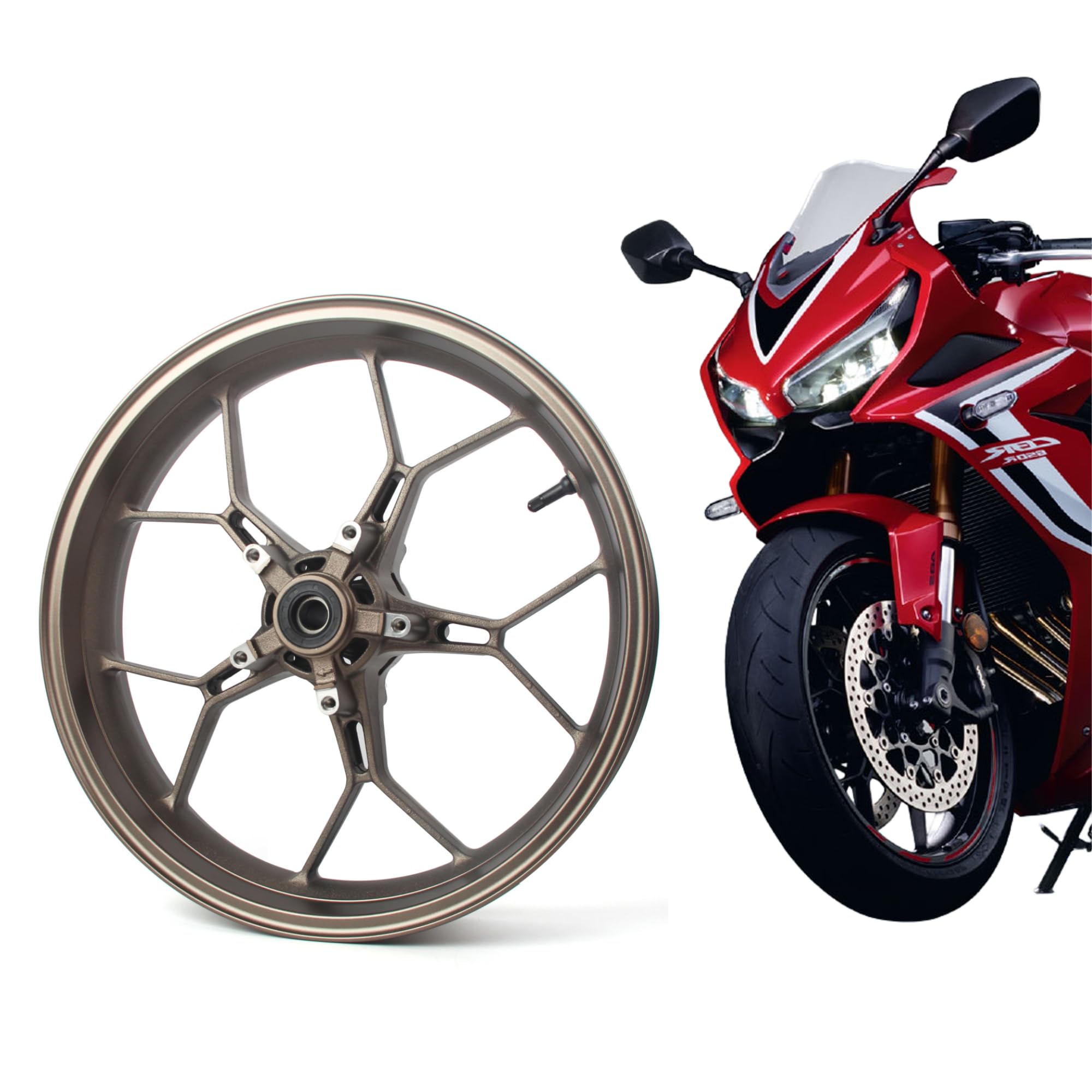 Vorderradfelgen für CB650R CBR650R 2019-2023 ABS inkl. Motorrad-Ersatzteile, Vintage-Braun, 2020, 2021, 2022, 3,5 x 17 Zoll