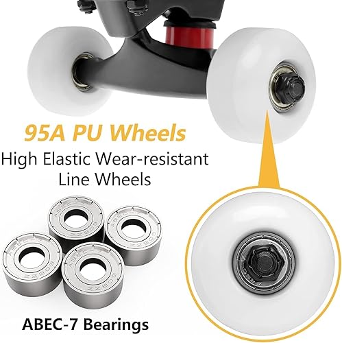 Miniatura 5 de Patinetas para principiantes, niños, niñas y adultos, 31 x 8 pulgadas, patineta Pro completa, 8 capas de madera de arce, cóncava de doble patada,