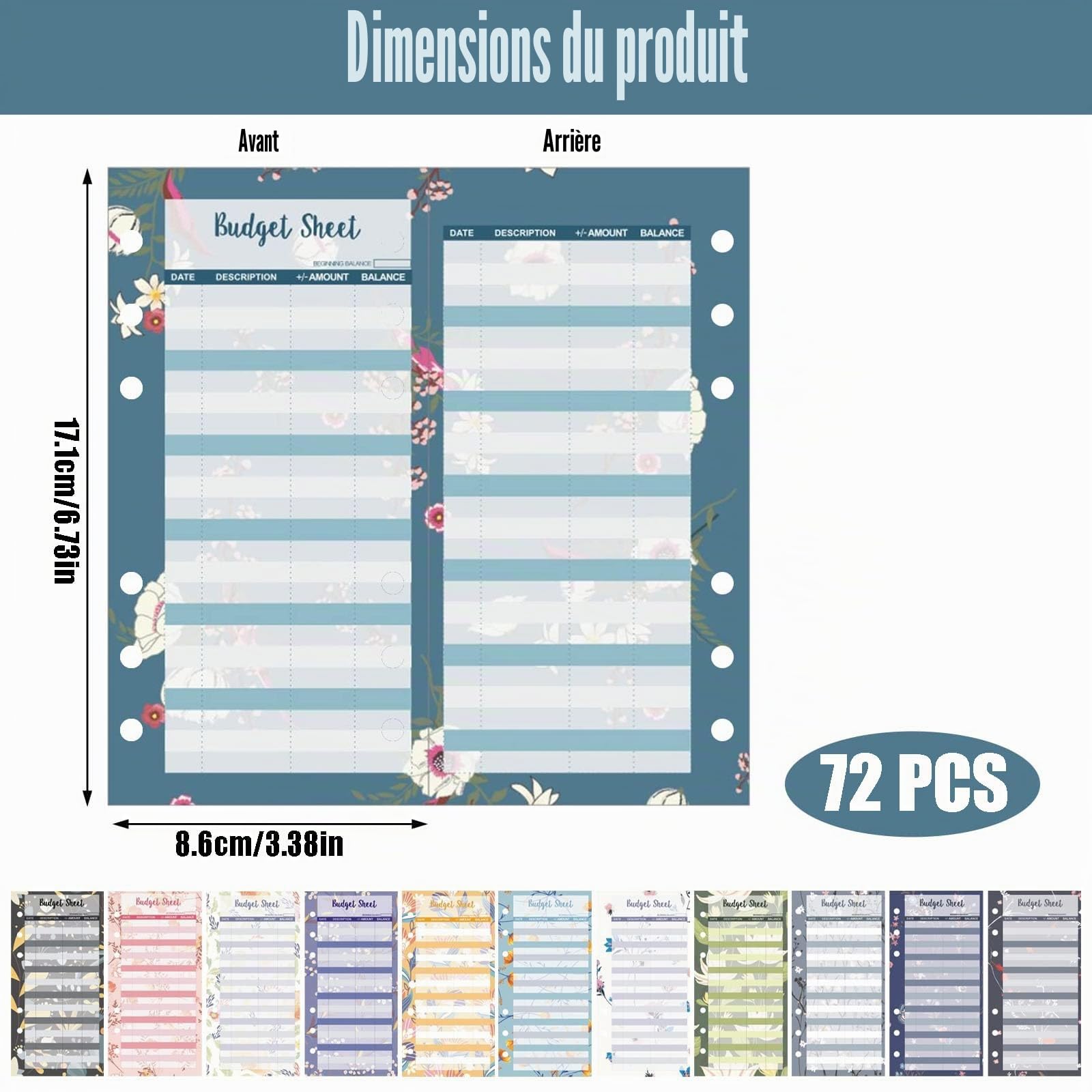 Planificateur de Budget A6 72 Feuilles Mensuel Recharges Papier 6 Trous Organisateur
