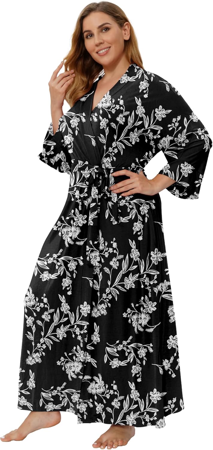 Super Shopping-zone Women's Plus Size Long Robes Kimonos Plus Size Maternity Robes Delivery Robes Sleepwear - Image 2