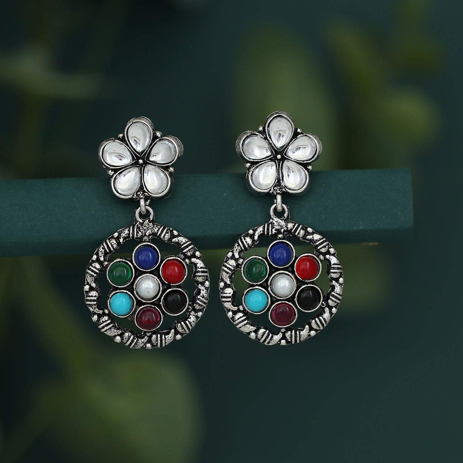 Oxidised Floral Earring (SKR56752)