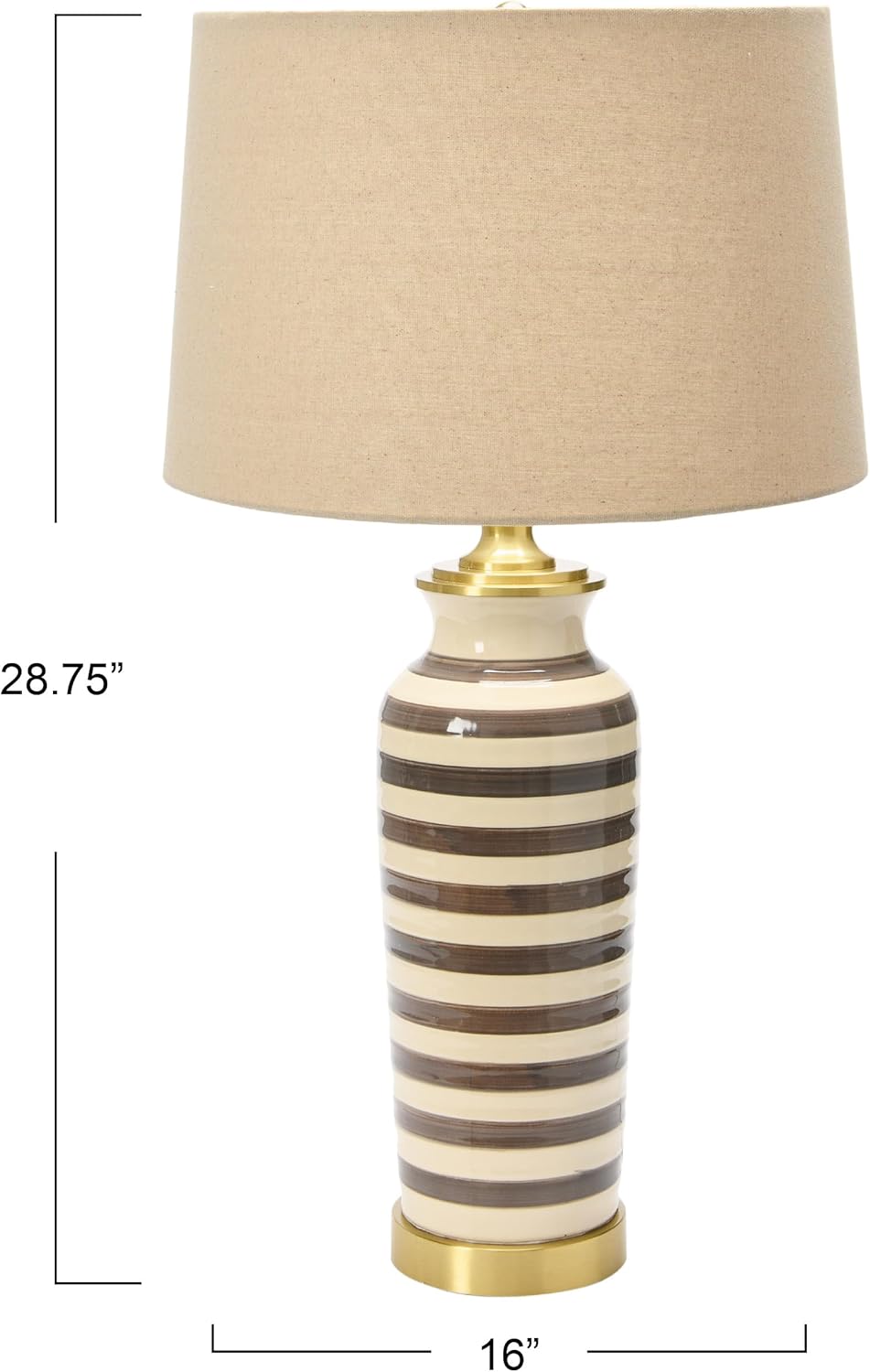 Creative Co-Op 29" H Striped Ceramic and Metal Desk Lamp