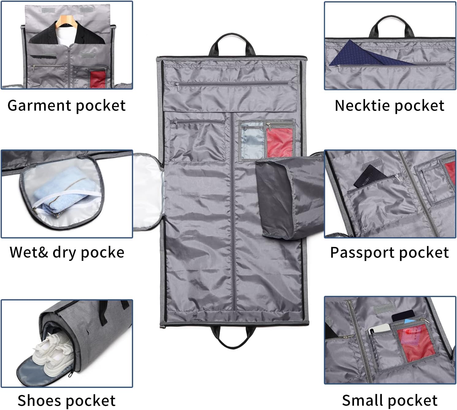 review Garment Bags for Travel,Suit Garment Bags for Men Travel,Garment Bag with Shoulder Strap,2 in 1 Waterproof Suit Garment Bag for Men Women