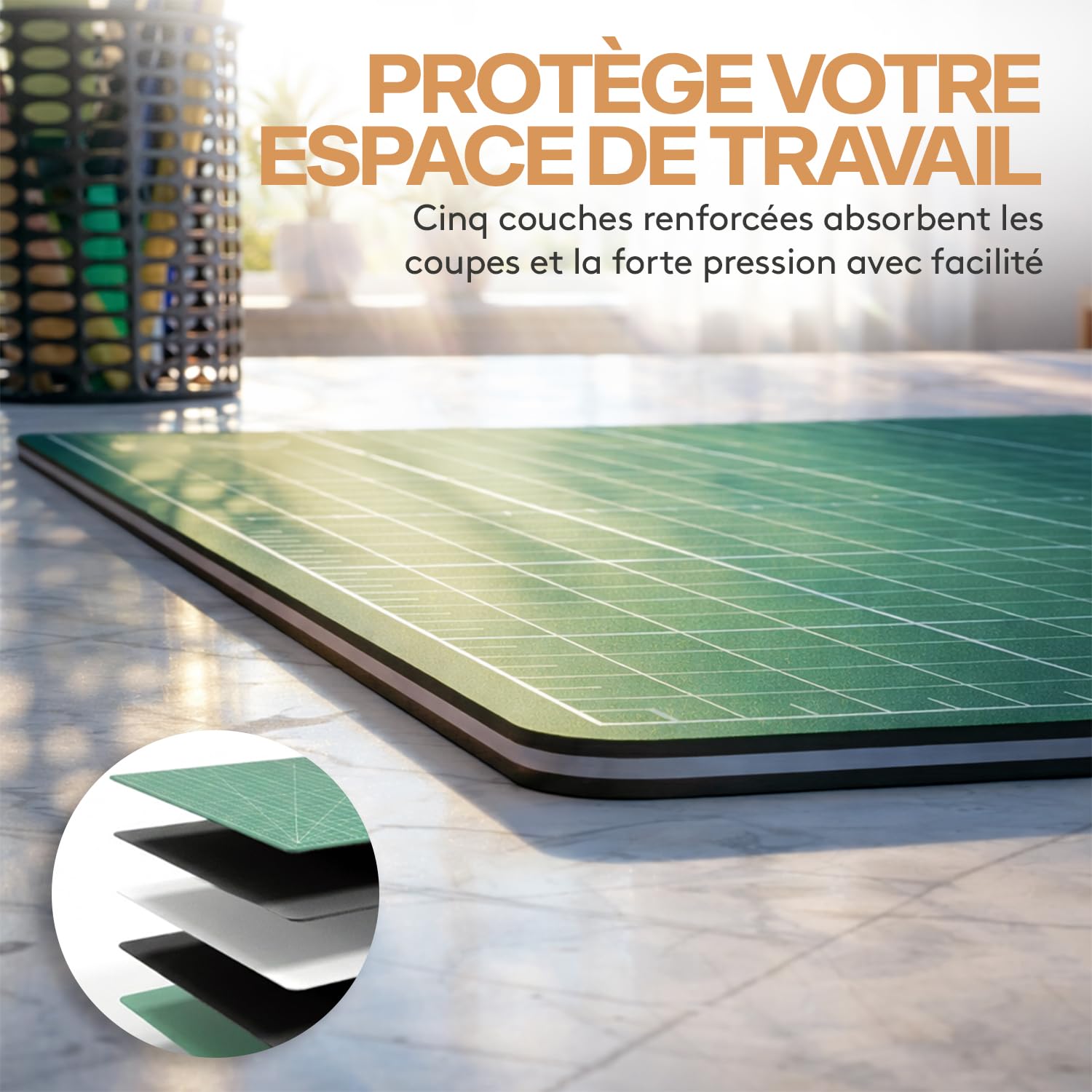 ACROPAQ Tapis de Decoupe A2 - Auto-Réparateur, A2 (60 x 45 cm), 5 Couches de protection pour vos meubles, Avec grilles et repères d'angle sur les deux faces - Tapis de Bricolage, Tapis decoupe