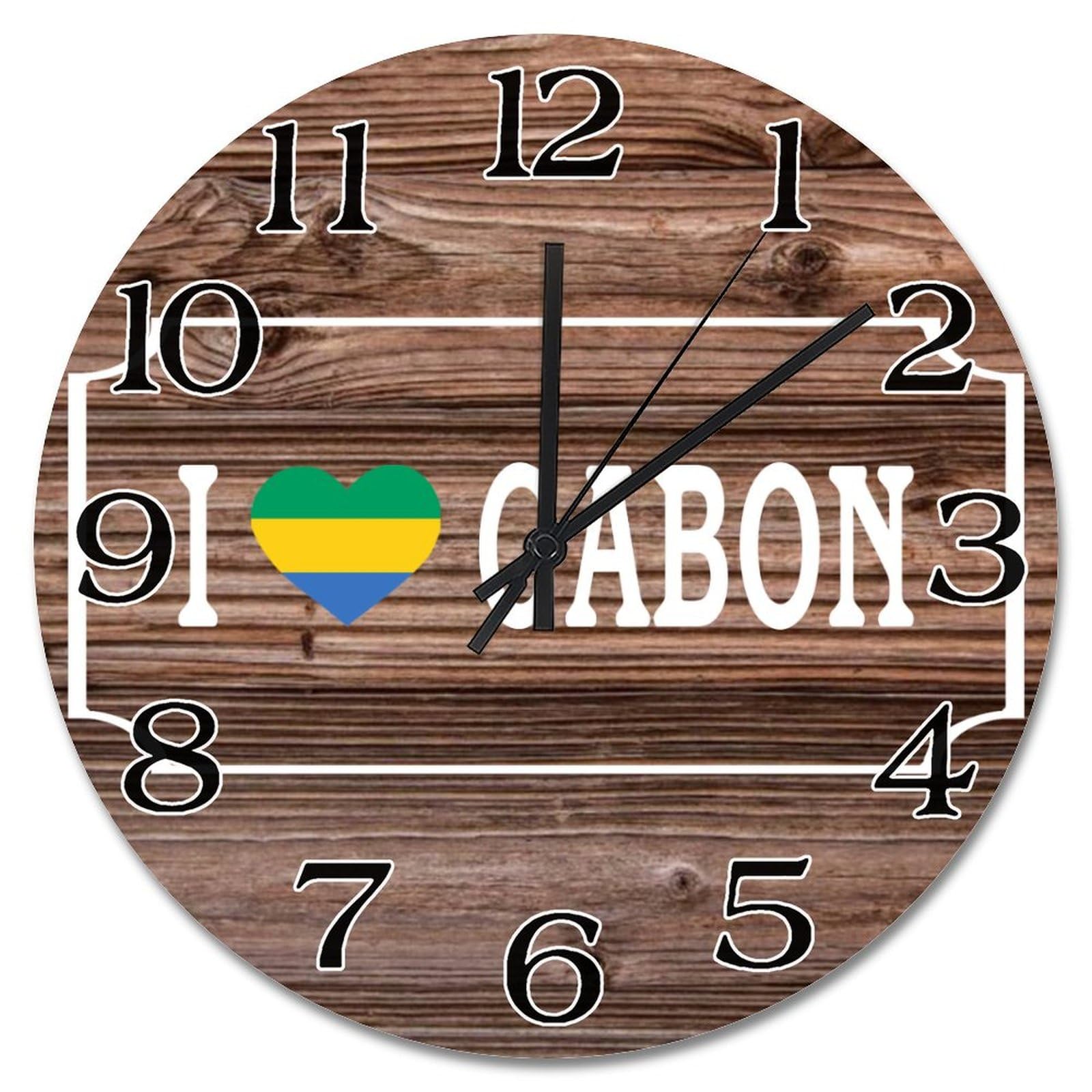 Horloge murale Gabon en bois de 30 cm silencieuse et vintage pour salon
