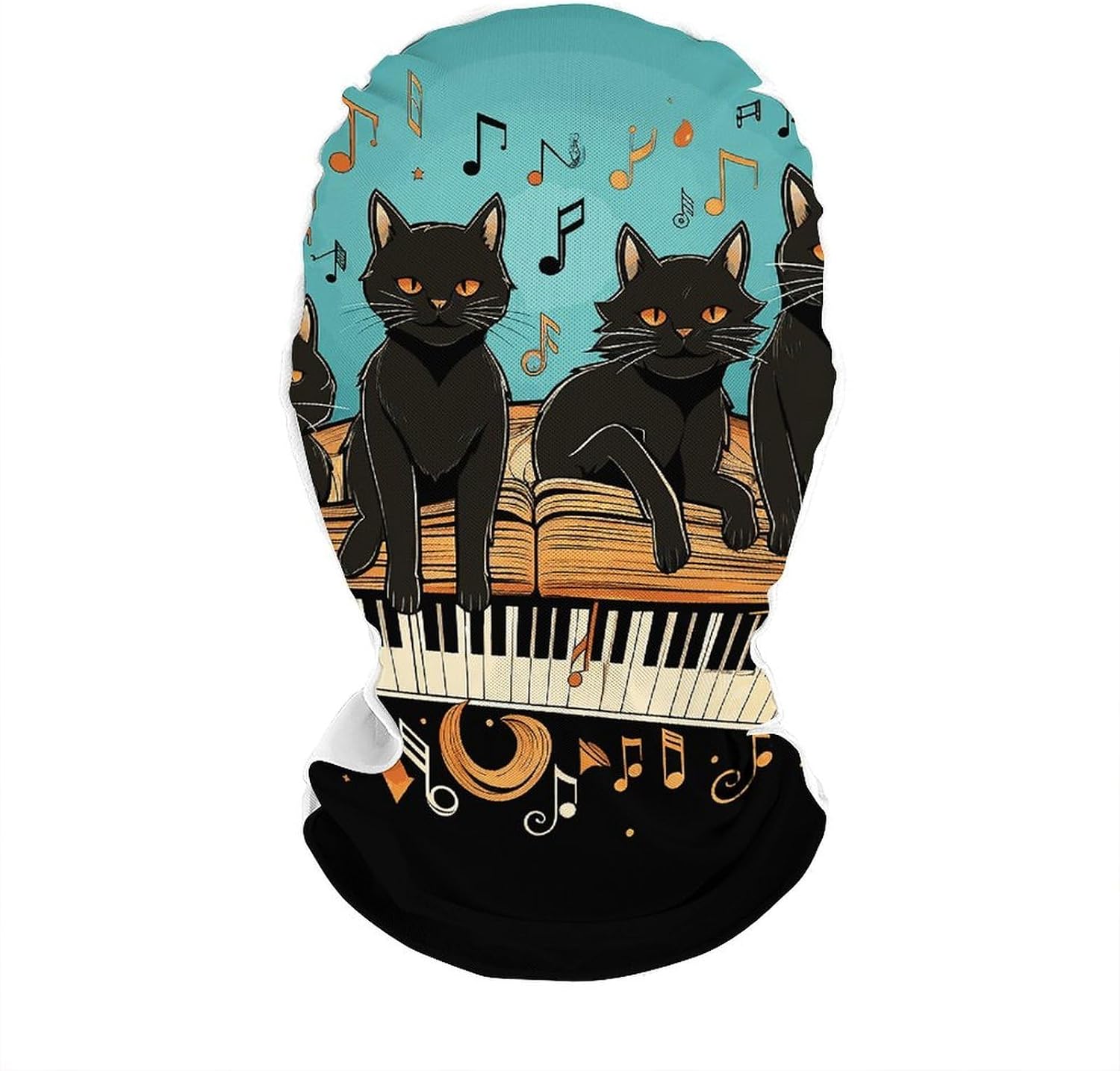 Four Black Cats Lying on The Piano Keyboard Balaclava Ski Mask, Cooling Face Cover