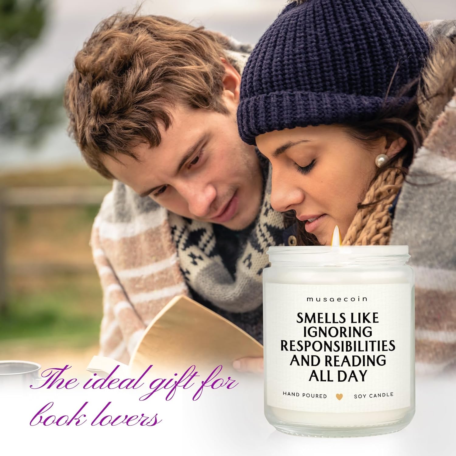 Book Lovers Gifts, Funny Gifts for Book Lovers, Birthday Bookish Presents for Readers Librarian Bookworm - Handmade Lavender Candle 7oz - Image 2