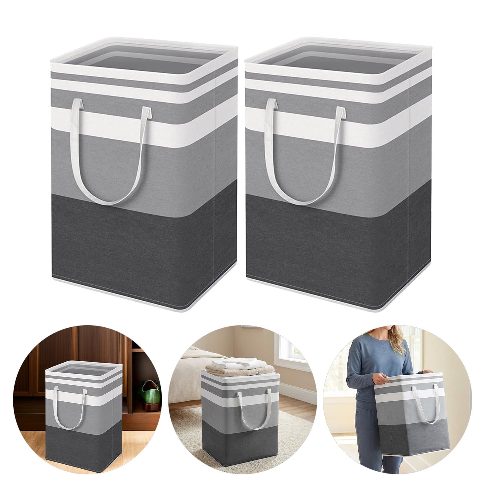 TOYANDONA Set da 3 Sacchetti da Viaggio per Biancheria Oxford, Pieghevoli con Manici, Grande Capacità, Design a Righe Moderne, per Dormitori e Viaggi