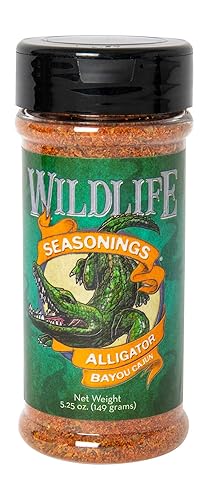 Wildlife Seasonings Alligator Bayou Cajun  Condimento de carne cajún picante y frotado seco a la parrilla  Condimento de carne de res, pollo,