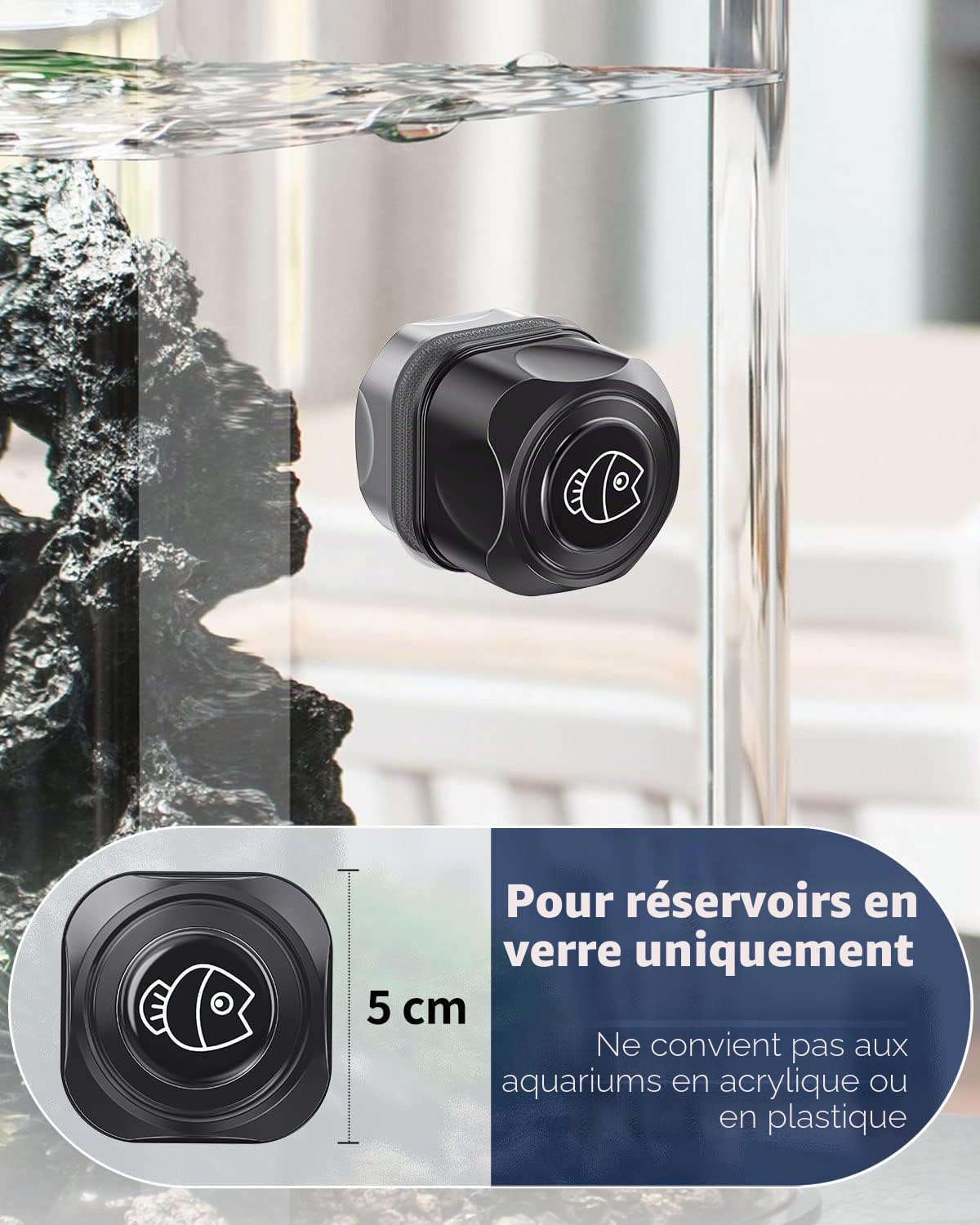 Pawfly Aquarium Brosse Magnétique pour Aquariums en Verre Tampons De Nettoyage Flottants De 5 Cm pour Aquariums De 2 Cm d'Épaisseur Jusqu'à 120 l (Pas pour Les Aquariums en Acrylique Ou en Plastique)