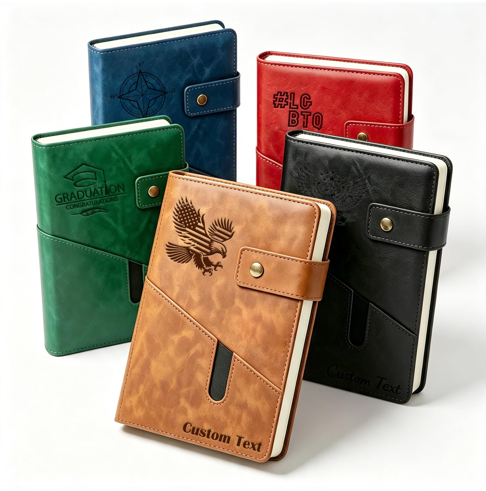 NEH Personalized leather journal with custom icons and text