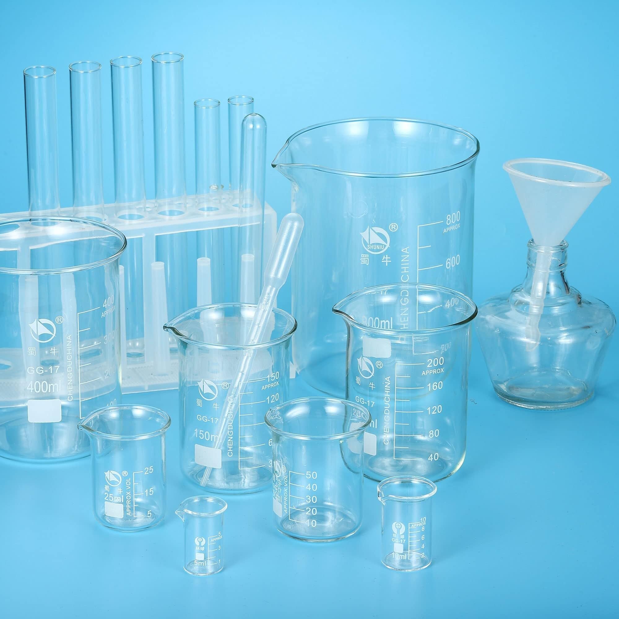 Zlewka laboratoryjna, Zlewka ze szkła borokrzemowego 800 ml, niska forma, wylewka skalą, 2 opakowania ciepła(400ml)