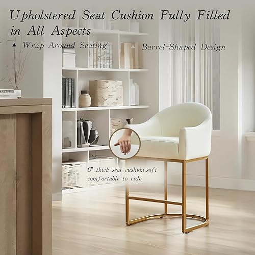 Miniatura 6 de Juego de 2 taburetes de bar de altura de mostrador, modernos taburetes de bar tapizados de piel sintética con respaldo, sillas de isla de cocina de