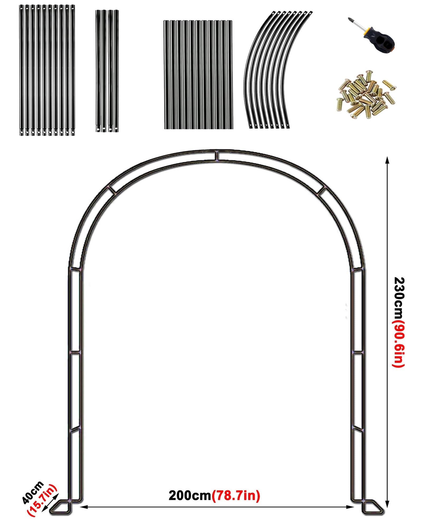 Gartenbon do roślin pnących i róż, metalowa krata, 200 cm, odporna na warunki atmosferyczne, wsparcie dla winorośli i wspinaczy, stabilny stalowy palik ogrodowy dla lepszego wzrostu