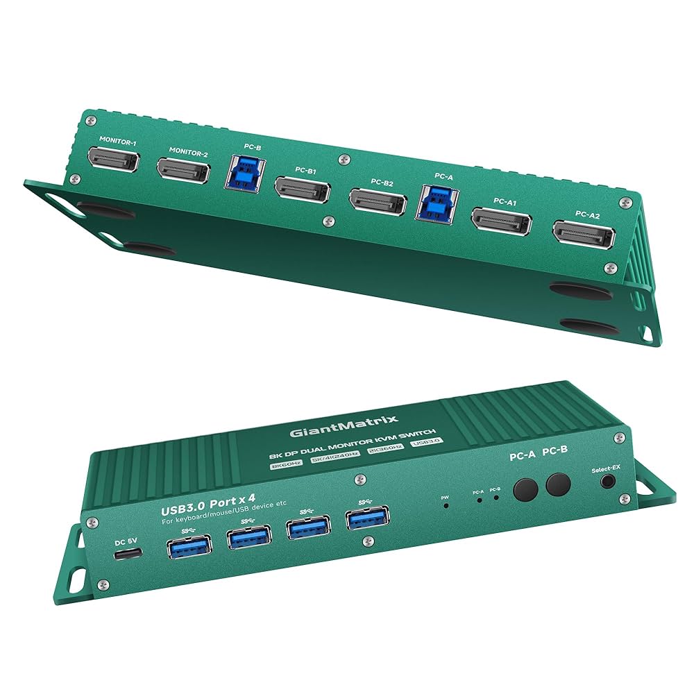 Amazon | kvm Switch Displayport モニター2台 コンピュータ