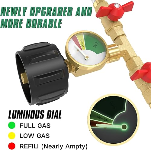 Miniatura 6 de Manguera adaptadora de propano de 2 vías mejorada de 5 pies, manguera divisora en Y trenzada de acero inoxidable, convertidor de 1 lb a 20 lb con