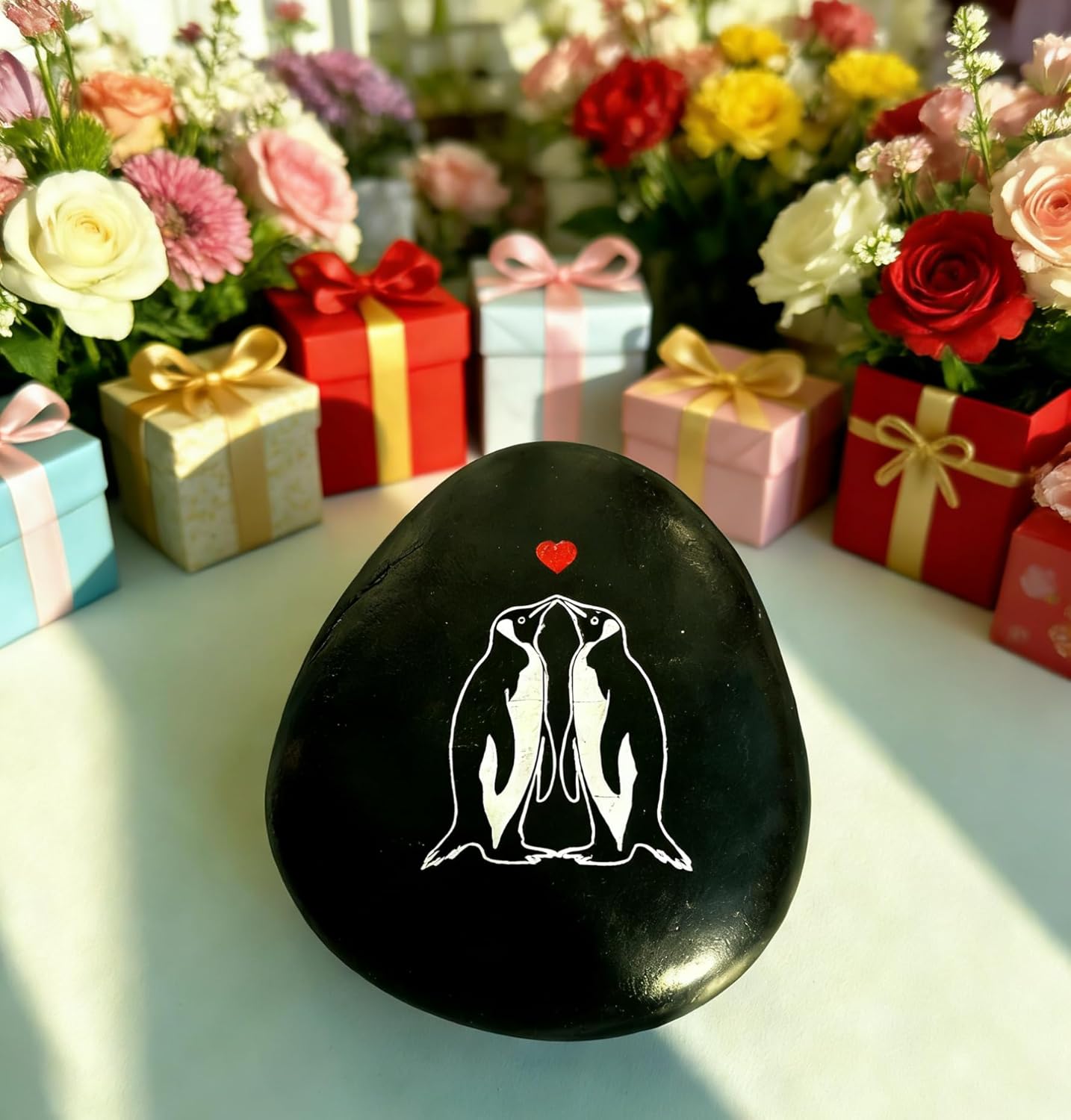 Penguin Pebble Rock, Valentines Present for Husband, Boyfriend, Peguin Love Decorative Stone, Gifts for Anniversary, Valentine's Day, Birthday Gift for Wife, Girlfriend - Image 3