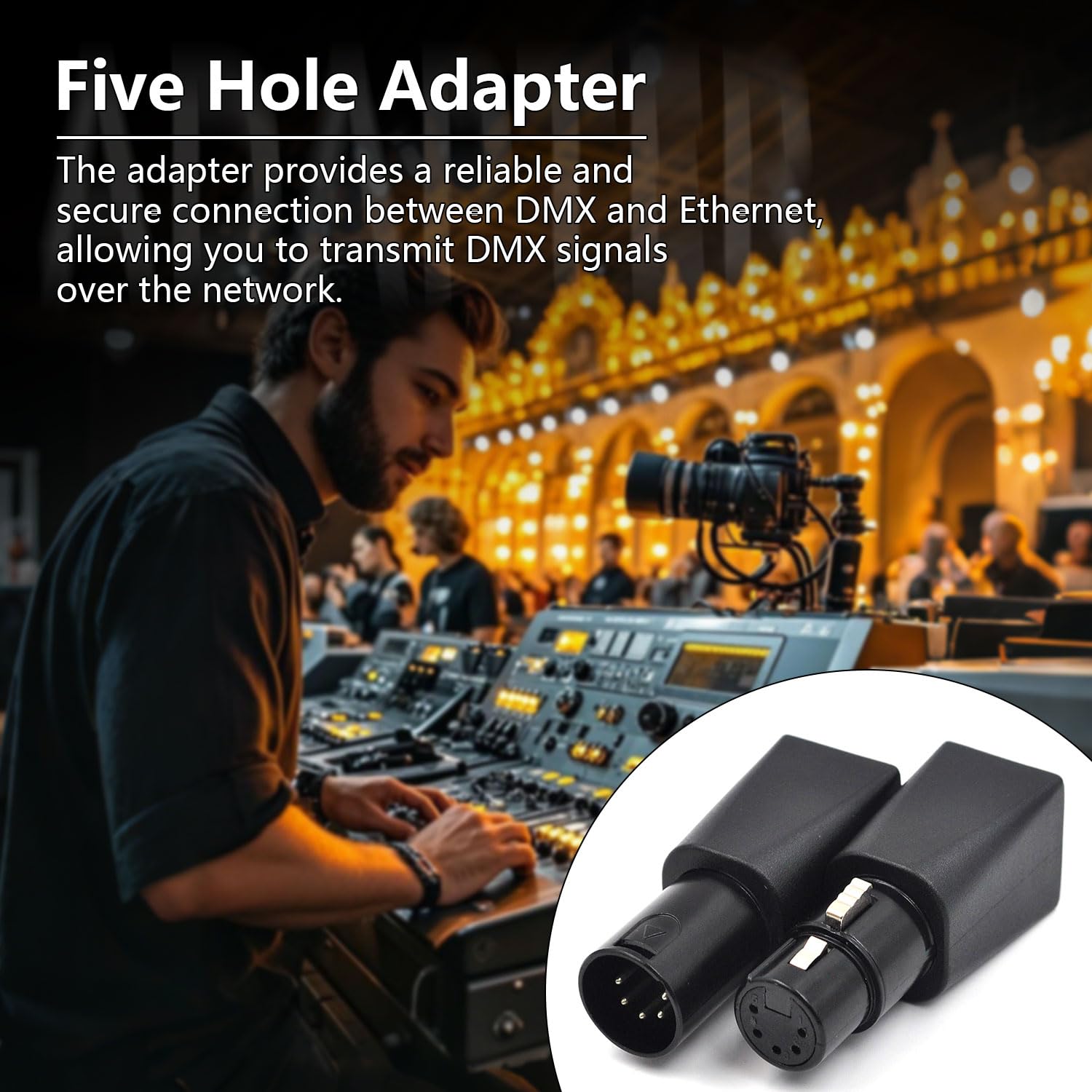Connettore DMX XLR maschio/femmina a 5 pin a RJ45, utilizzato per utilizzare cavi Ethernet CAT-5 come cavi DMX512, convertiti per l'uso in una varietà di scenari musicali e sonori (confezione