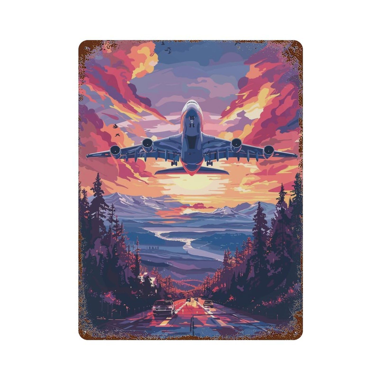 A380 Beautiful Tech Plane 15.7"x11.8" Vintage Rust Metal Sign, Shabby Chic Decor for Garage, Bar And Workshop Decor