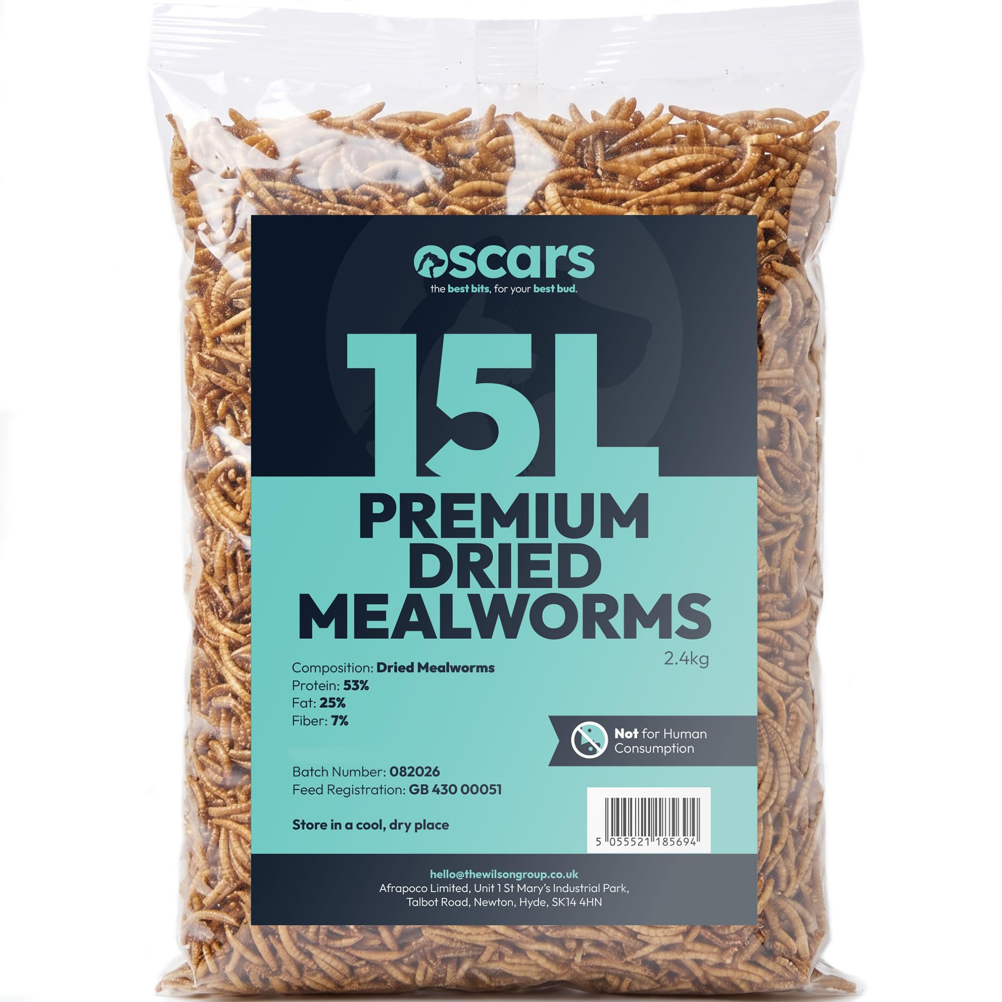 Oscars Premium Dried Mealworms, 15L - High Energy Mealworms for Wild Birds — image 1