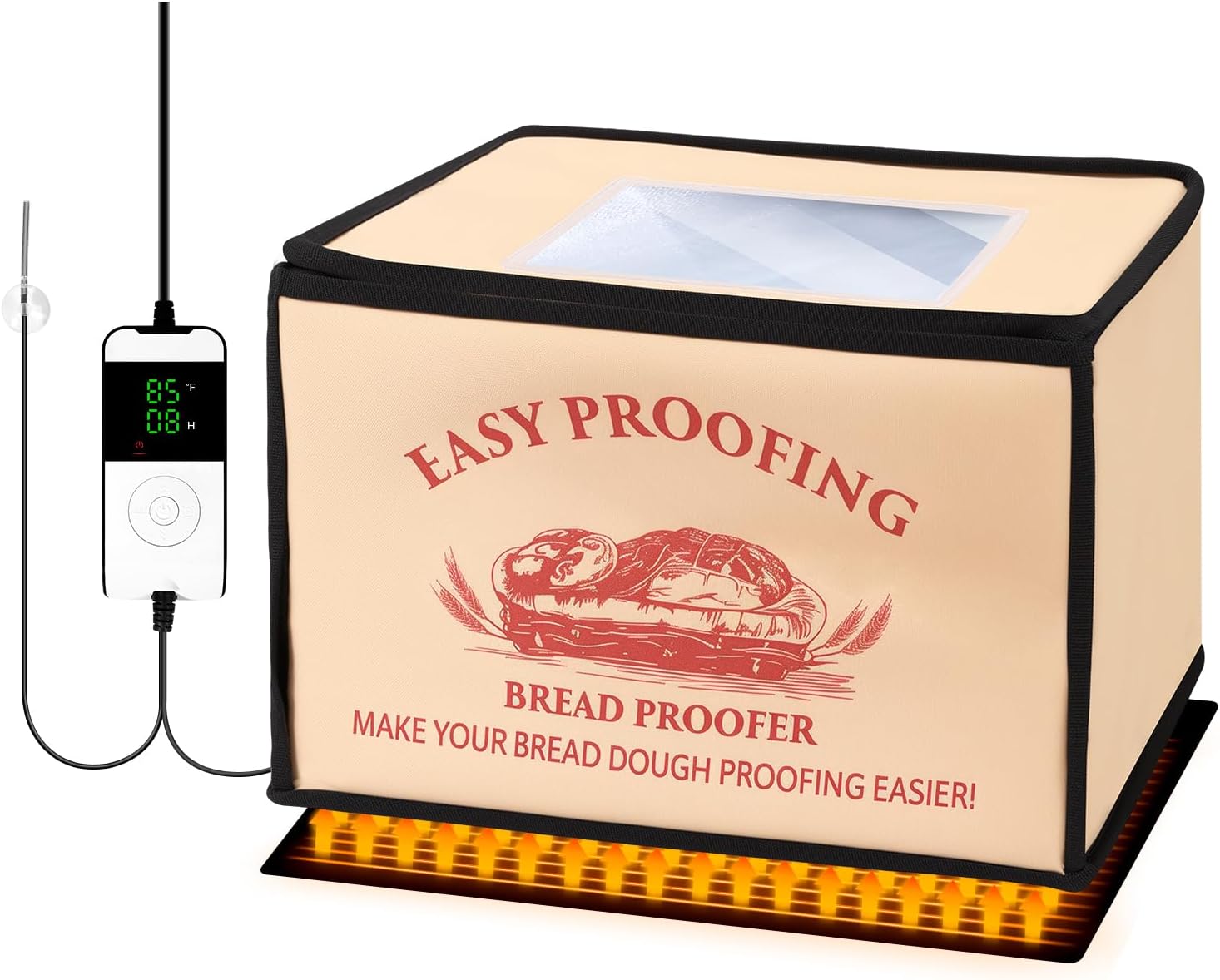 Folding Bread Proofing Warming Box with 50°F to 113°F Temp Control & 12H Timer, Dough Heater Warming Box - 16 x 12 x 10 IN Large Container Proving Drawer for Bread - sourdough Proofing Boxs Heated