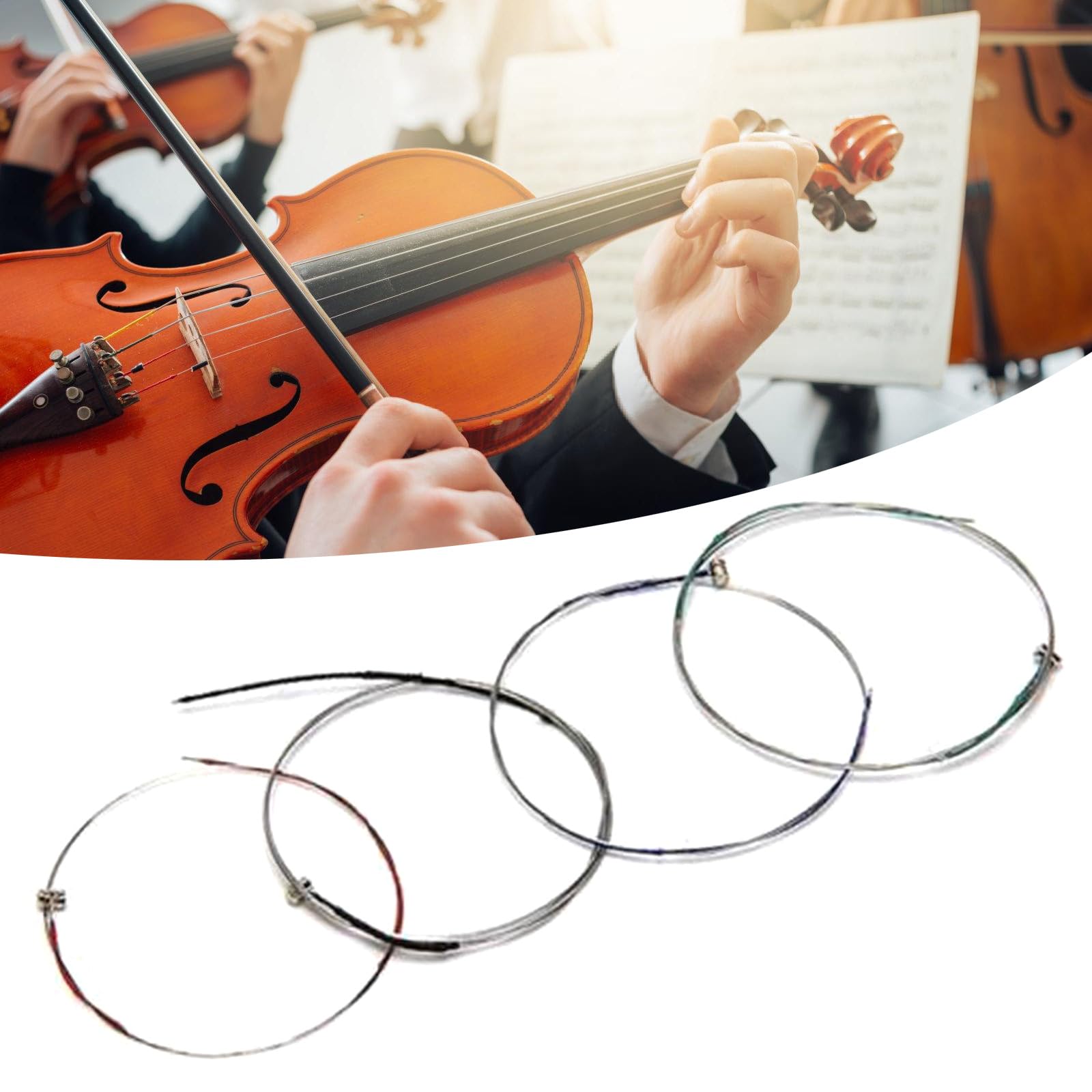 WEISUYUUS 4pieces Violin Strings Universals Full Set EADG Universals String Steel Cores Violin String for 3/4 & 4/4 Violin Instrument