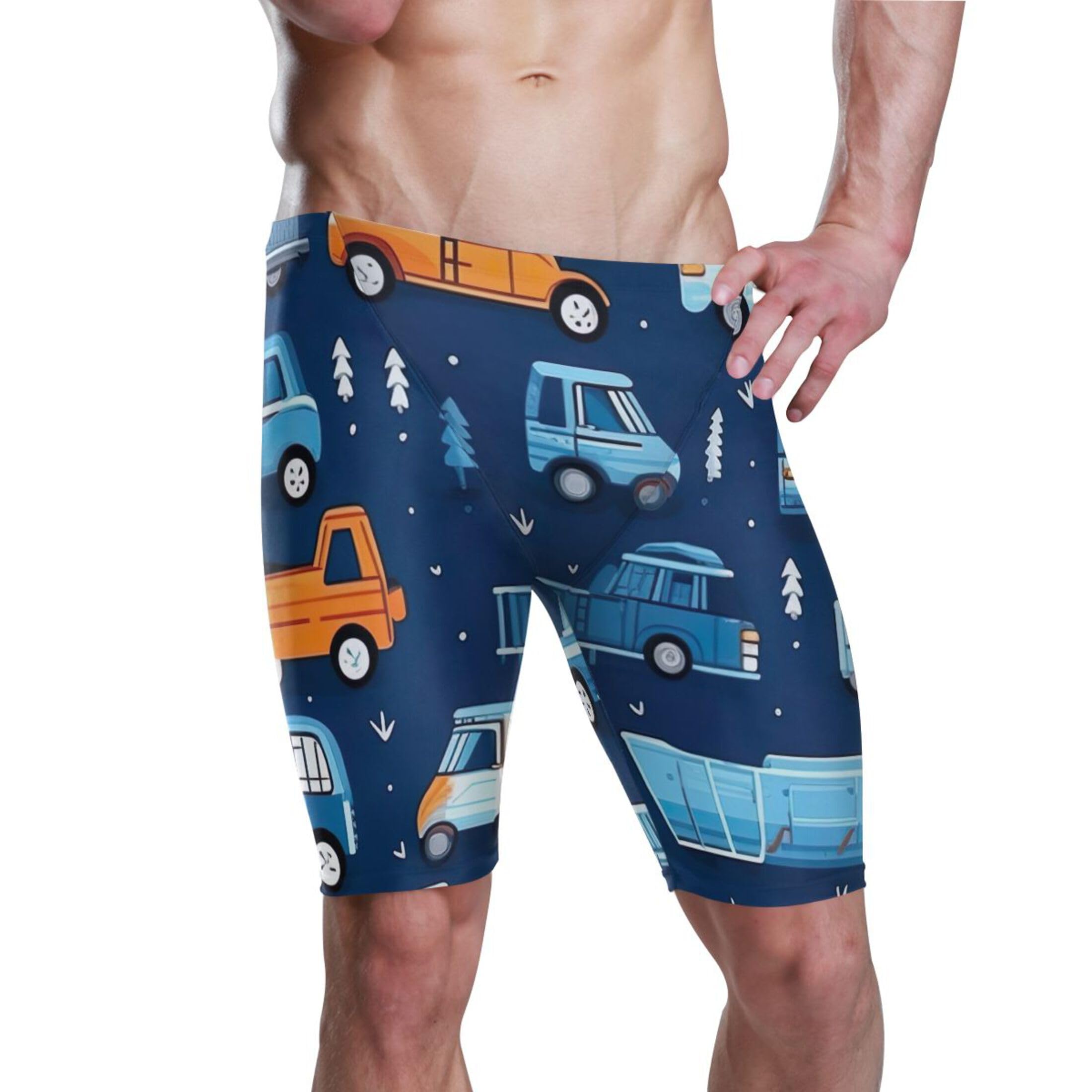 UMIRIKO Cute Car Men's Swim Jammers Racing & Training Swimsuit Fast, Flexible,Comfortable XXXL B0400852, 3X-Large